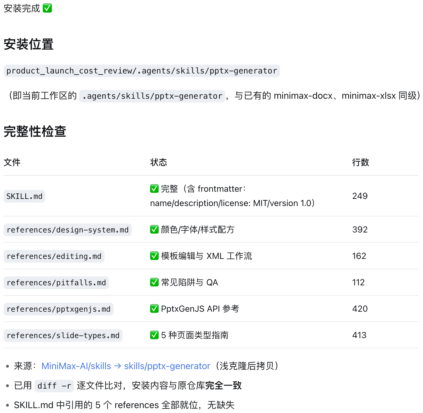 PPT Skill 已安装到当前工作区